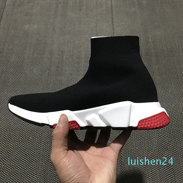 

2019 speed trainer socks stretch-knit high trainer shoes sneaker black white woman man designer shoes l24