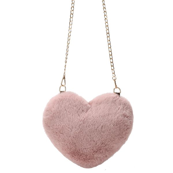 

autumn and winter ladies shoulder bag furry heart shaped cute girl shoulder purse young slung bag soft and light