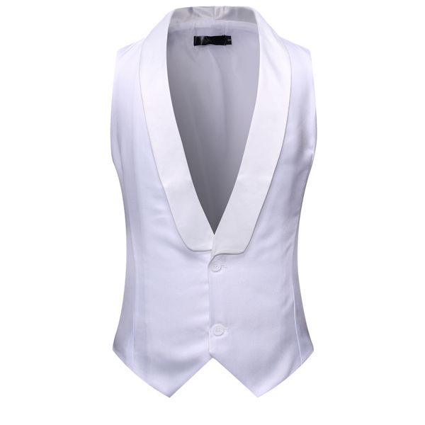 

white shawl collar suit vest men 2020 brand new slim fit sleeveless vest waistcoat men party wedding tuxedo gilet costume homme, Black;white