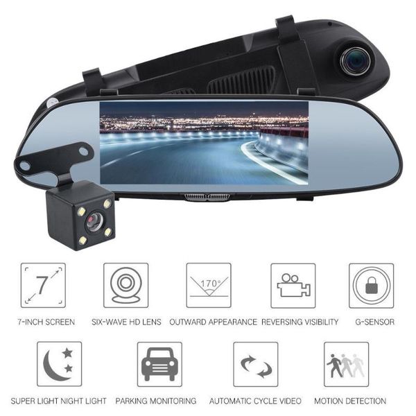 

car dvr camera rearview mirror dash cam hd 1080p car driving recorder 120 degree wide angle video recorder full hd rear