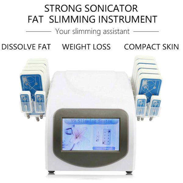 

635nm 650nm lipo laser lllt machine diode lipolaser fat removal body slimming equipment liposuction machine 14 paddles lipolysis, Black