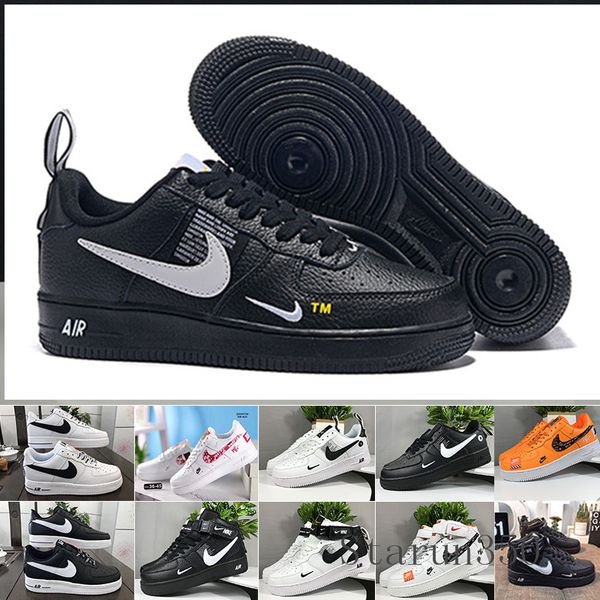 

with box sale 2019 new design forces men low skateboard shoes one 1 knit euro air high women all white black red hil-7