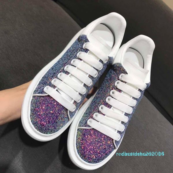 

fashion luxury designer women shoes 3m reflective white platform shoes real leather suede raised sole low c14, Black