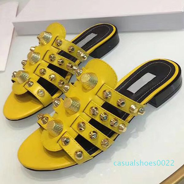 

1woman летние сандалии заклепки вьетнамки пляж sandalias femininas flat дизайнер женщины сандалии канала обувь size35-41 c22, Black