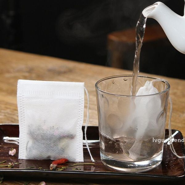 

90*70mm reusable tea bags fine nylon mesh strain filter bag herb loose diy tea strainer with string hanging lx3464