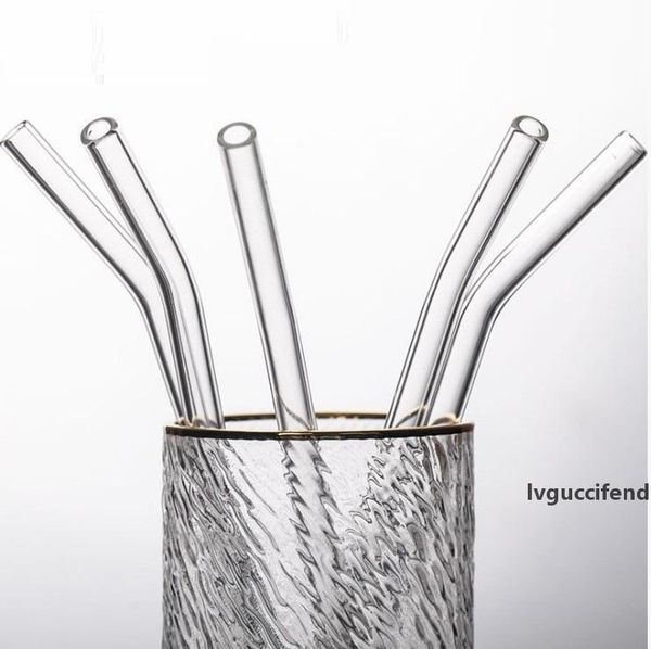 

reusable glass straws 8*200mm clear drinking straw bent straight glass straw eco-friendly glass tubularis cocktail drinking tool