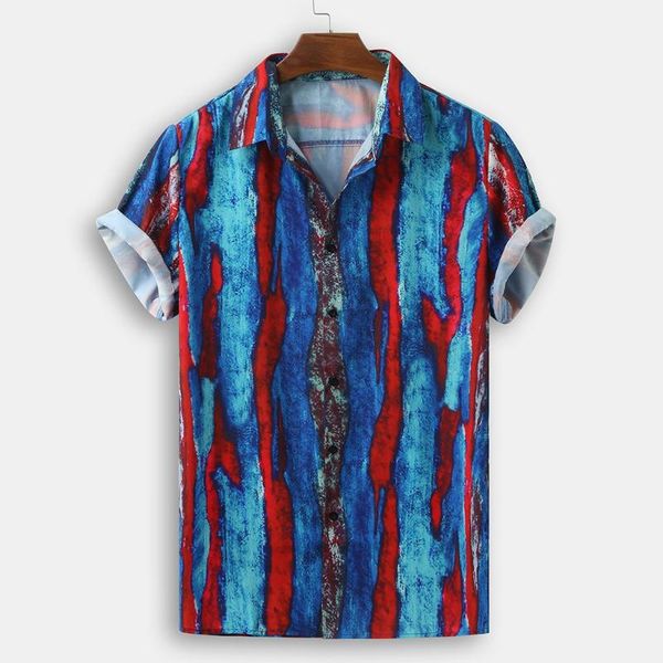 

мода красочный printed рубашка мужчины с коротким рукавом дышащий 2020 сыпучие отворотом streetwear мужские гавайские рубашки summer casual, White;black