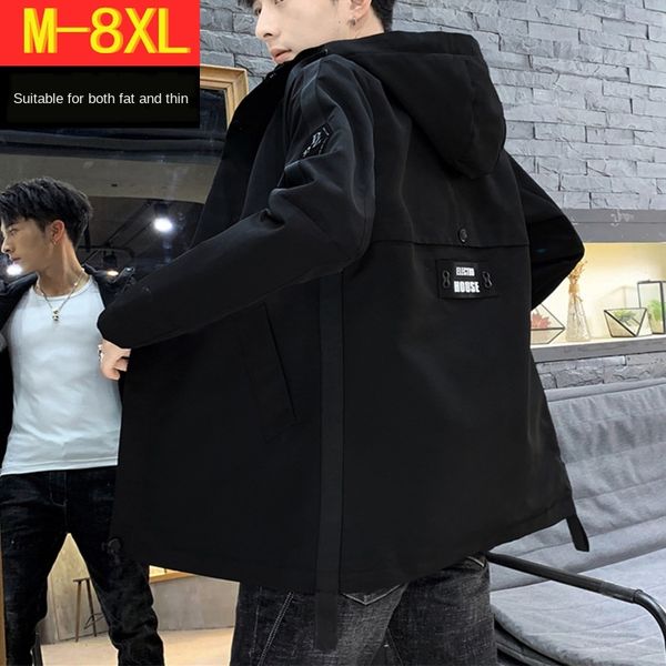 

jflwy fat man's windbreaker windbreaker jacket spring and autumn plus plus size medium-length jacket trendy fat men's large size c, Tan;black