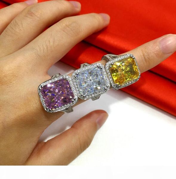 

i stunning 2017 sell luxury jewelry princess cut 14kt white gold filled 10ct z gemstones 192pcs cz diamond wedding women band r, Slivery;golden