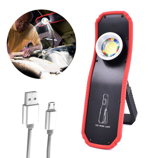 

portable lanterns 2 modes cob led magnetic usb rechargeable torch worklight hook hanging working light camping lantern outdoor