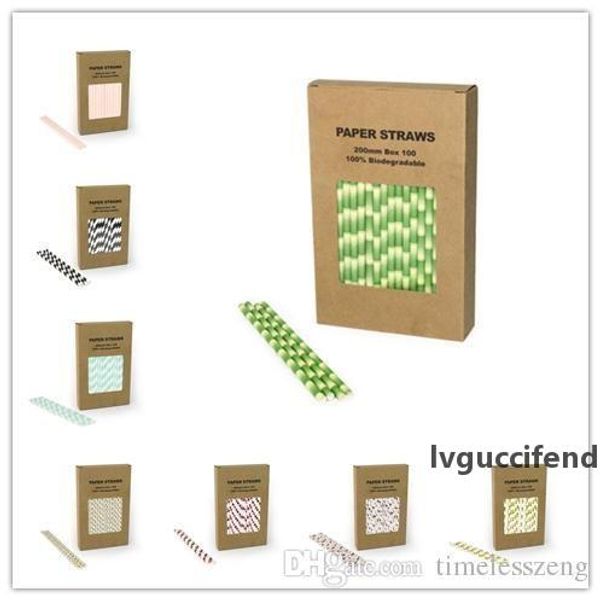 

70 colors biodegradable paper straw 100pcs/box disposable drinking straw 7.75inch dispette for wedding birthday party decoration supplies