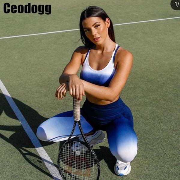 

градиент бесшовные женщин спортивный костюм фитнес женщины йога установить push up workout gym wear бег одежда tracksuit спортивная, White;red