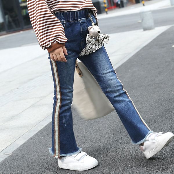 

girls' big girls bell jeans and jeans ' trumpet 2020 new children's denim pants girls' pants, Blue