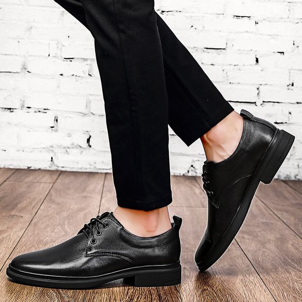 

piel leather zapatos formales sale shoes leisure for black bussiness mens flat moccasins de breathable formal mens shoe male