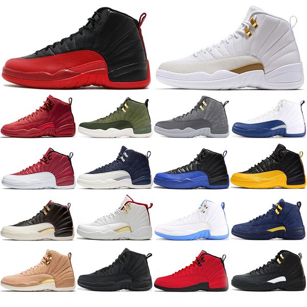 

with sock 12 12s basketball shoes women mens bordeaux black royal blue cny winterized game sports sneakers size 40-47, White;red