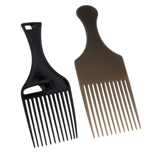 

handheld afro hair pick lift comb wide tooth curly hairdressing comb 2pcs, Silver