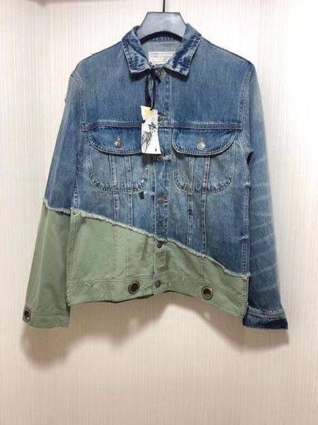 

2020 new fashion stitching jean jacket ~ designer coat ~ men's high-quality lapel jacket ~ us size, Black;brown