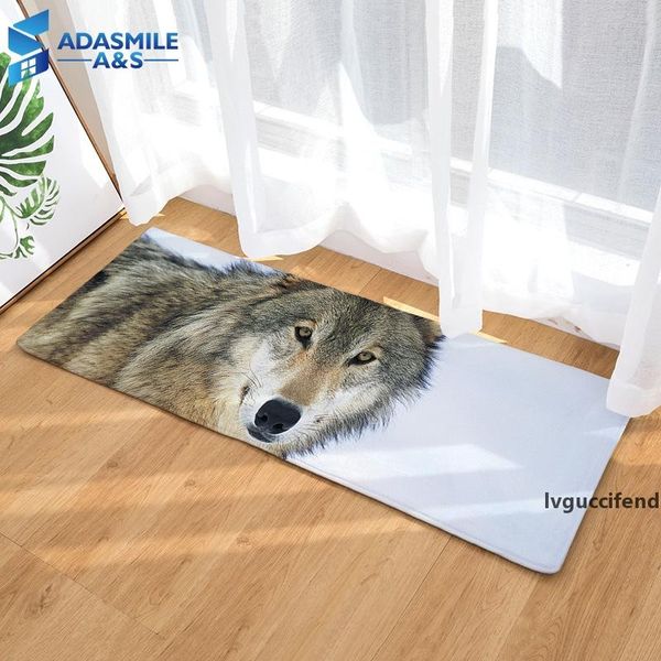 

3d lion tiger wolf animal printed kitchen bedside area rugs flannel toilet carpet bathmat outdoor stair floor mats 40x120cm