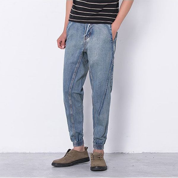 

men's jeans harlan japanese 9-point pants beam denim biker, Blue