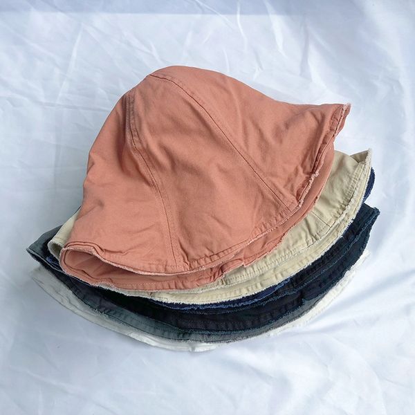 

lotus leaf fisherman children harajuku washed bucket bucket wool fisherman old woolen small basin hat summer foldable sun hat tide, Blue;gray