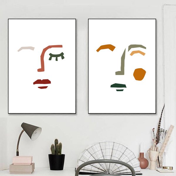 

abstract face wall paintings minimalist art print face sketch posters and prints nordic poster living room wall decor pictures