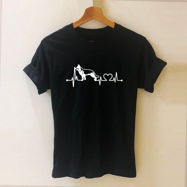 

women's t-shirt german shepherd heartbeat harajuku t shirt funny women clothing casual short sleeve tees plus size, White