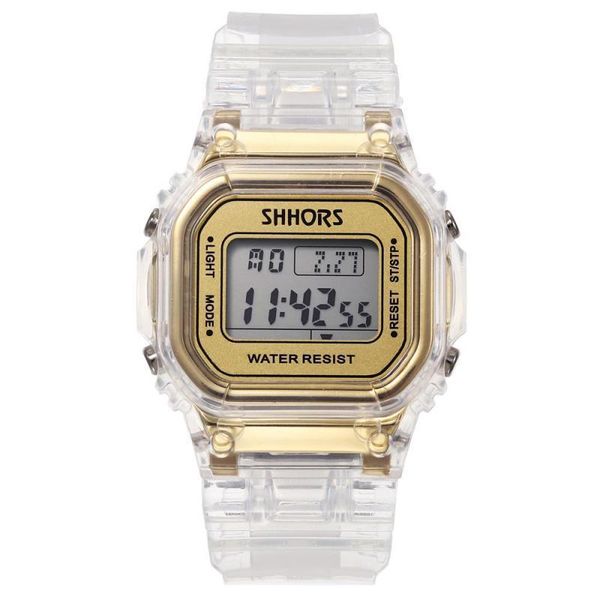 

fashion men women watches gold casual transparent digital sport watch lover's gift clock waterproof children kid's wristwatch cx20, Slivery;brown