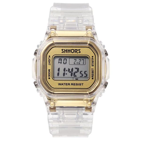 Mode Männer Frauen Uhren Gold Casual Transparent Digitale Sportuhr Liebhaber Geschenk Uhr Wasserdichte Kinder Kinder Armbanduhr CX200723