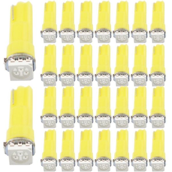 Lampadina T5 LED Cruscotto Luci cruscotto Giallo 12V SMD Wedge Base Indicatore strumento camion per auto Lampada CA Accessori per interni auto 37 73 74 79