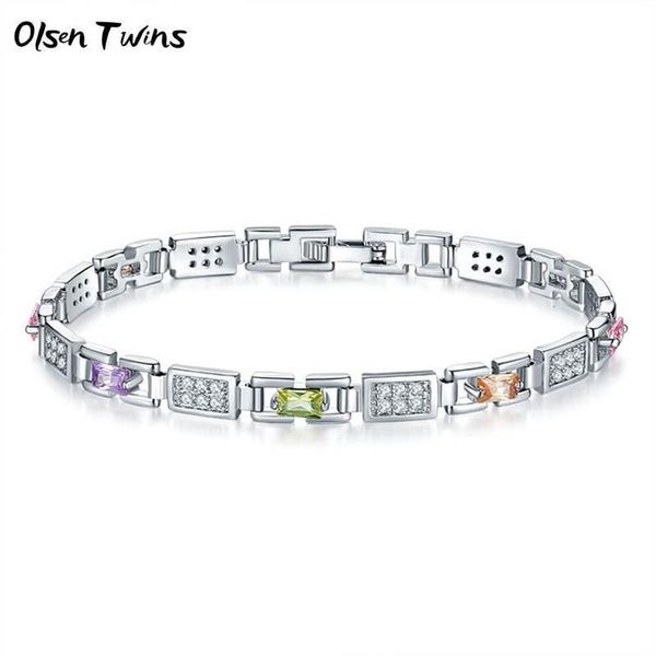 

olsen twins cubic zirconia silver tennis bangle bracelets for women copper cuff bracelet pulseras dropshipping, Black
