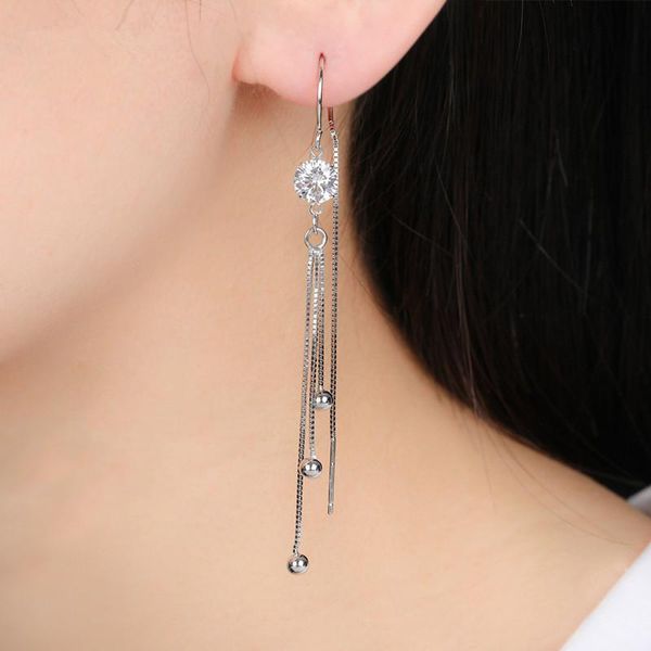 

designer earrings fashion stud tassel long diamond suitable for social gathering party charm ear jewelry 925 silver ohrringe wedding