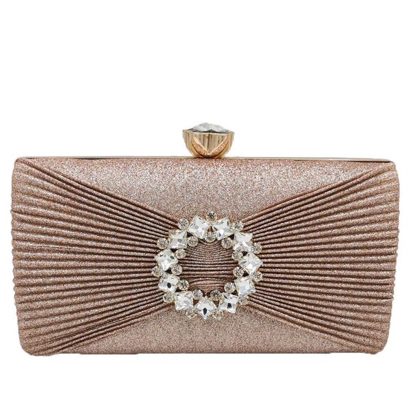 

ruched plain amp; crystal women day clutches handbags ladies metal evening bags party cocktail shoulder bag