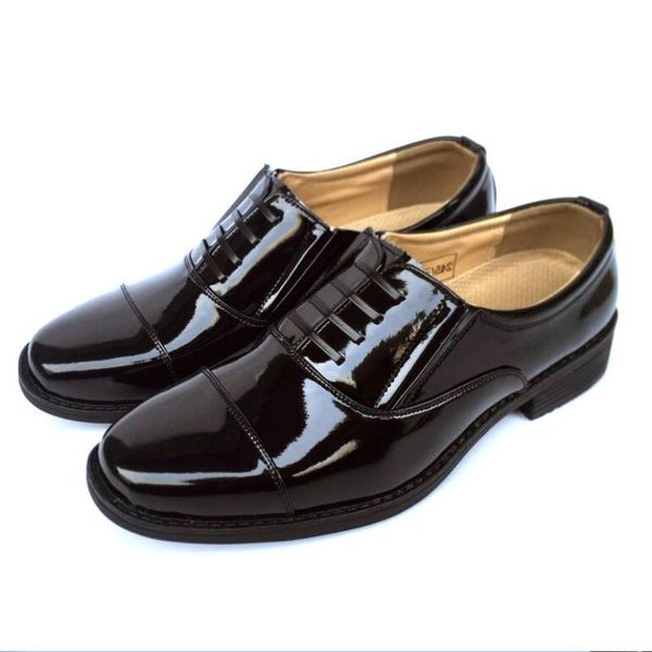 

men official army shoes patent leather shiny captain suit formal oxford large size male wedding shoe man, Black