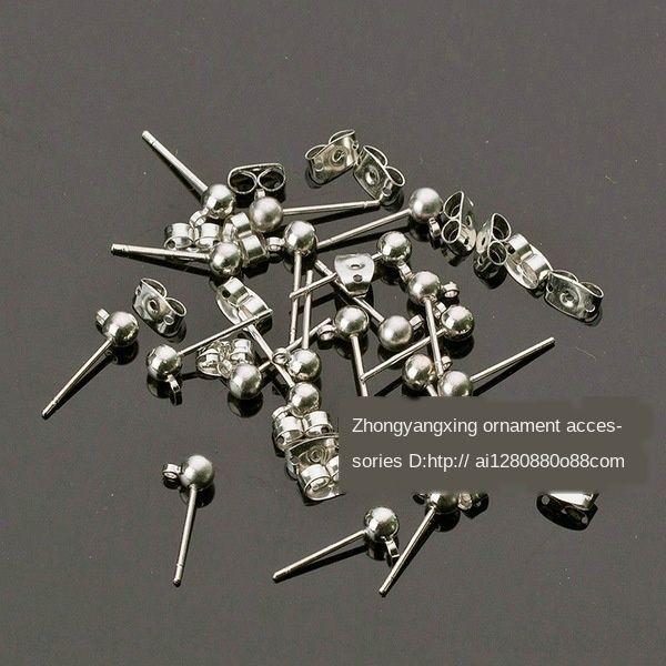 

diy accessories pendant diy earrings 4mm round head suspendable earrings (copper plated white k)8 yuan 20, Silver