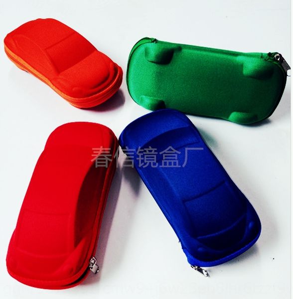 

super cute car cartoon case case color children's zipper glasses box sun glasses box, Blue