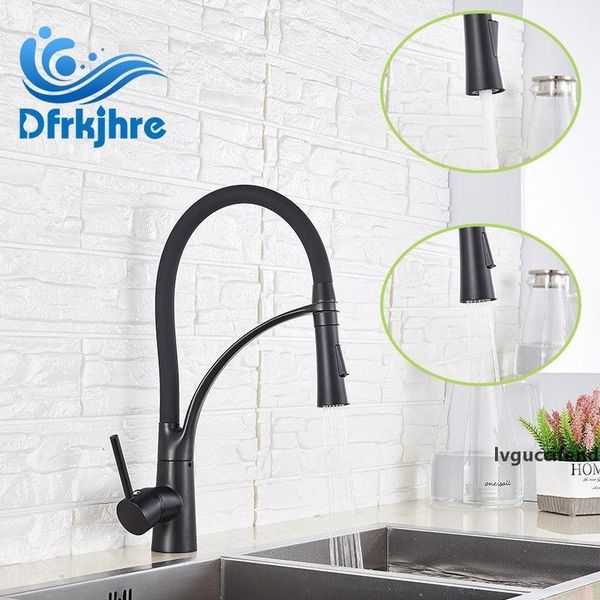 

kitchen faucets with rubber design chrome black mixer tap faucet kitchen single handle pull down deck mounted crane for sinks t200424