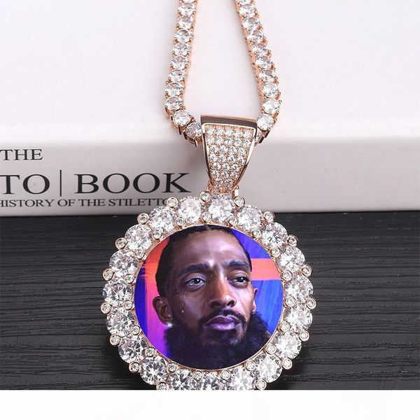 

new fashion hip hop gold & white gold plated custom p round pendant chain necklace iced out cubic zircon jewelry gifts for men & women, Silver