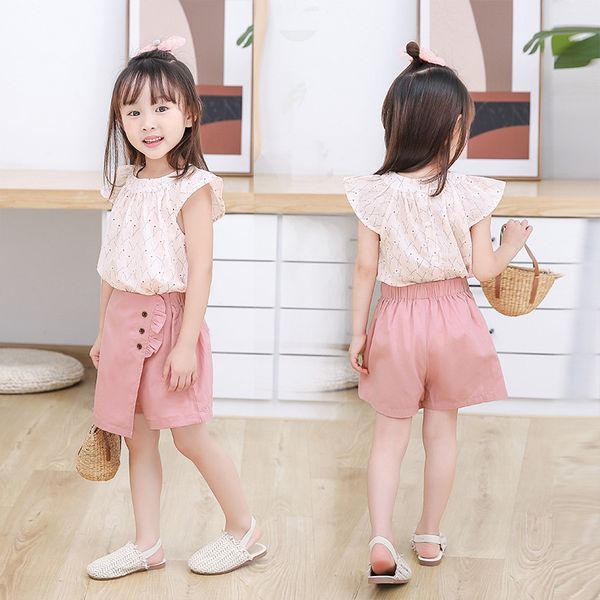 

korean clothing girl's summer suit 2020 new leisure fashion pure cotton baby girl's suit thin style children's children