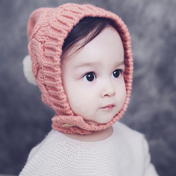 

m61 newborn baby boys' and boys' handmade knitted elf warm ball wool ball wool hat autumn and winter cute warm hat, Yellow