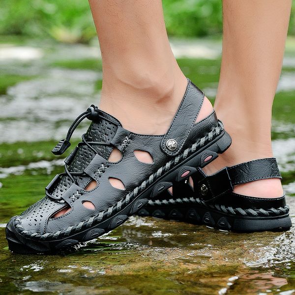 

mannen mens summer deportivas herren beach 2020 man mens zapatos sandals sandles schoenen shoes slippers home breathable 2020, Black