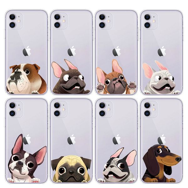 iPhone TPU tampa traseira para 11 Pro X XR XS MAX 8 7 Pug Dog Francês caso do iPhone Caso do buldogue de silicone macio para 8 7 6S 6 S Plus Telefone