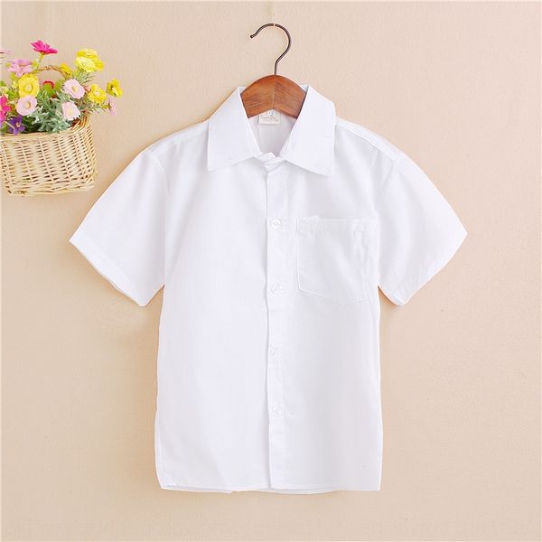 

wear boys' white shirt children's children's summer short-sleeved pure white shirt school activity costume fashion, White;black