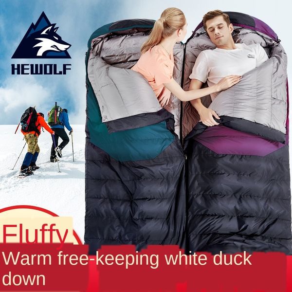 

male wolf outdoor autumn and winter camping portable thickened sleeping bag cold-proof duck down dirty down sleeping bag