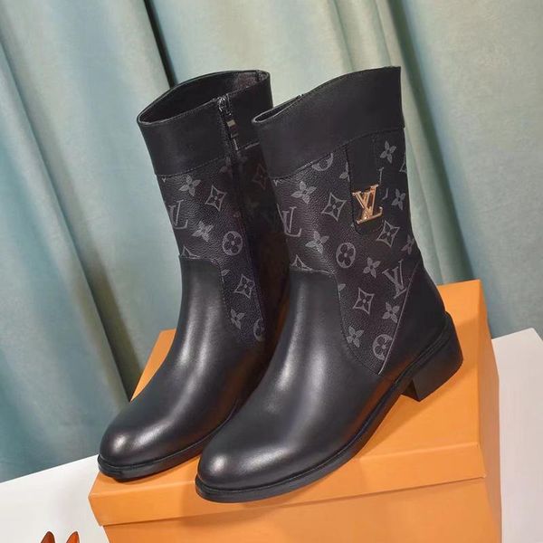 

womens ankle boots autumn winter platform boots winter party fashion shoes with box bottes femmes lady shoes luxury botas de mujer drop ship, Black