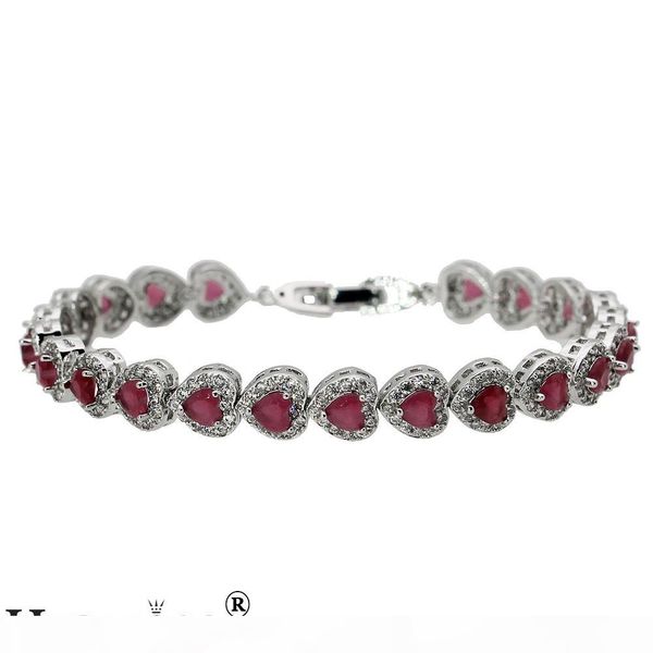 

links bracelet for women love heart sterling silver hermosa jewelry gemstone emerald z ruby garnet beautiful chain 7 inch, Black