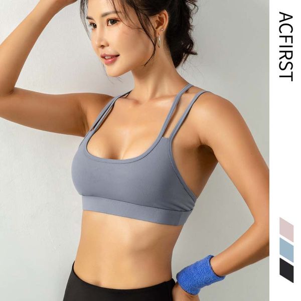 

acfirst women bras breathable back anti-sweat shockproof padded sports bra yoga athletic gym running fitness workout, White;black