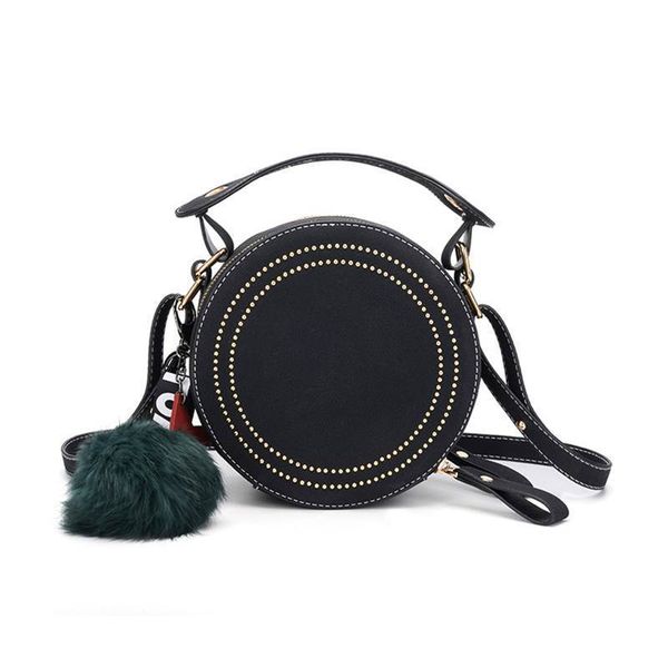 

women handbags round crossbody bags rivet pu leather messenger bags purse ladies shoulder bag circle cute pendant #43