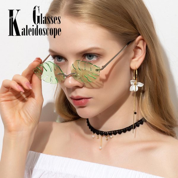 

new personality fashion leaf sunglasses men's metal punk frame sun glasses women's candy colored eyeglasses shdes uv400 oculos, White;black