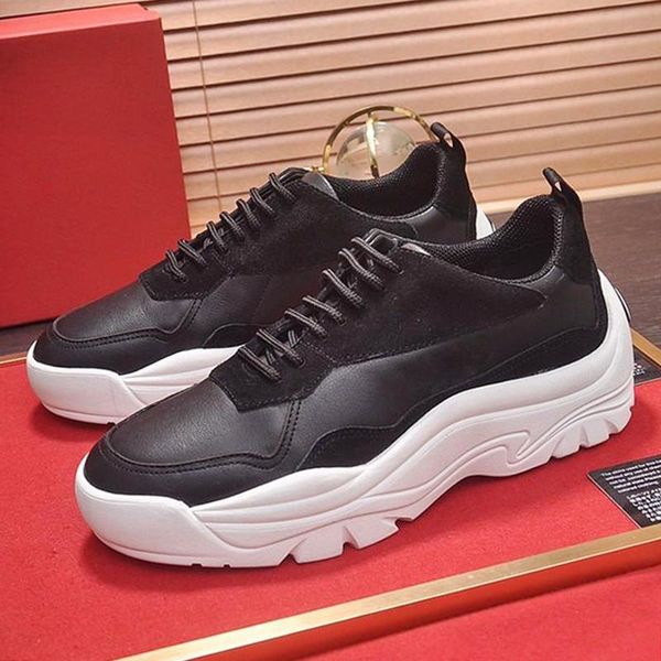 

мода классического gumboy телячьей sneaker мужчина "; s обуви herren luxus marken schuhe footwears дышащих кружева -до коренастые кроссовки, Black