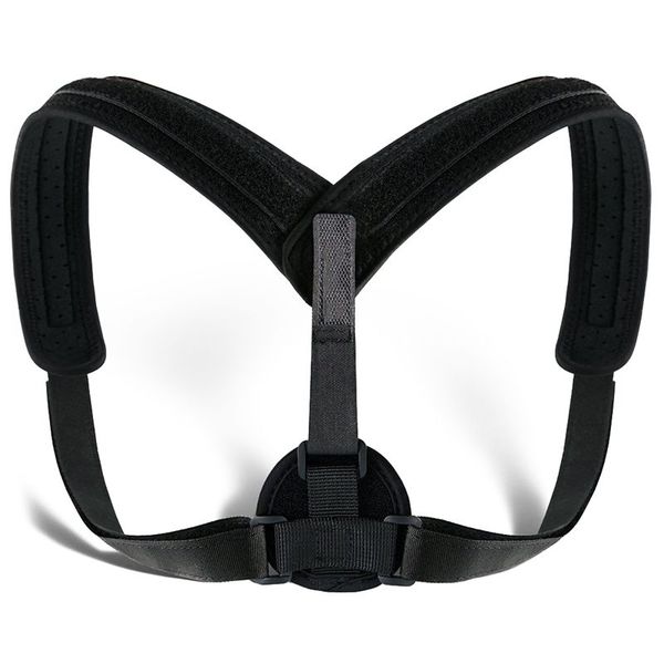 

adjustable elastic posture corrector back shoulder compression brace belt clavicle support, Black;blue